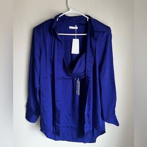 NWT LBV vibrant blue long sleeve and crop top set L